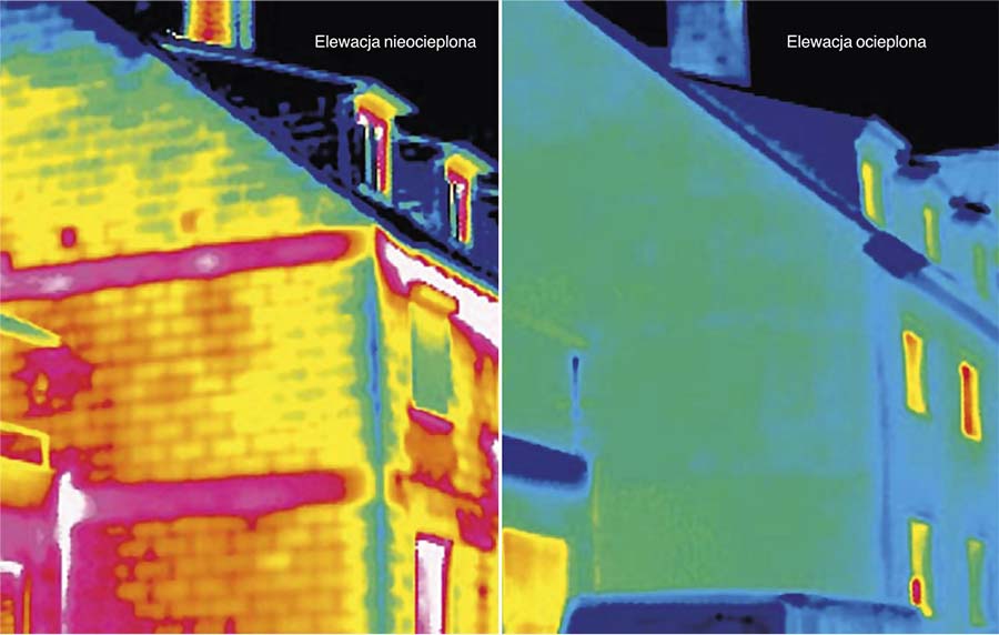 Porównanie termowizyjne elewacji ocieplonej i nieocieplonej